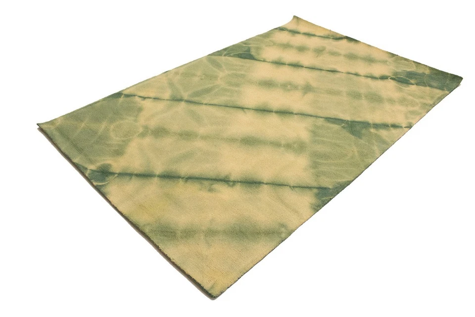 Alfombra moderna verde abstracta diseño tie-dye lana 5X8 acolchada a mano alfombra habitación niños Foto 3 de 4