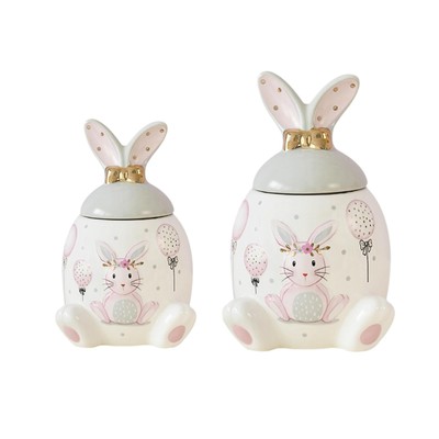 Ceramic Cookie Jar Easter Bunny Canister Multipurpose Food Storage Container