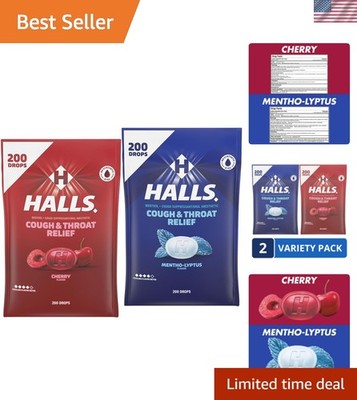 Cough and Throat Relief Cough Drops Variety Pack, Cherry and Mentho-Lyptus, 2...