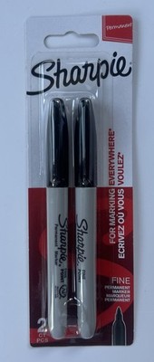 Sharpie Permanentmarker feine Spitze schwarze Tinte 2 Marker Stifte UK Verkäufer   