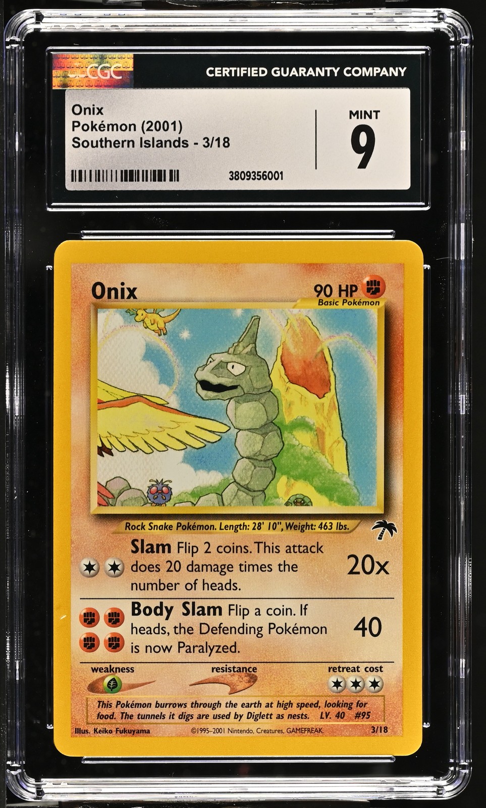 ONIX 3/18 SOUTHERN ISLANDS POKEMON CGC 9 MINT