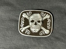 Skull And Crossbones With Black Background Belt Buckle