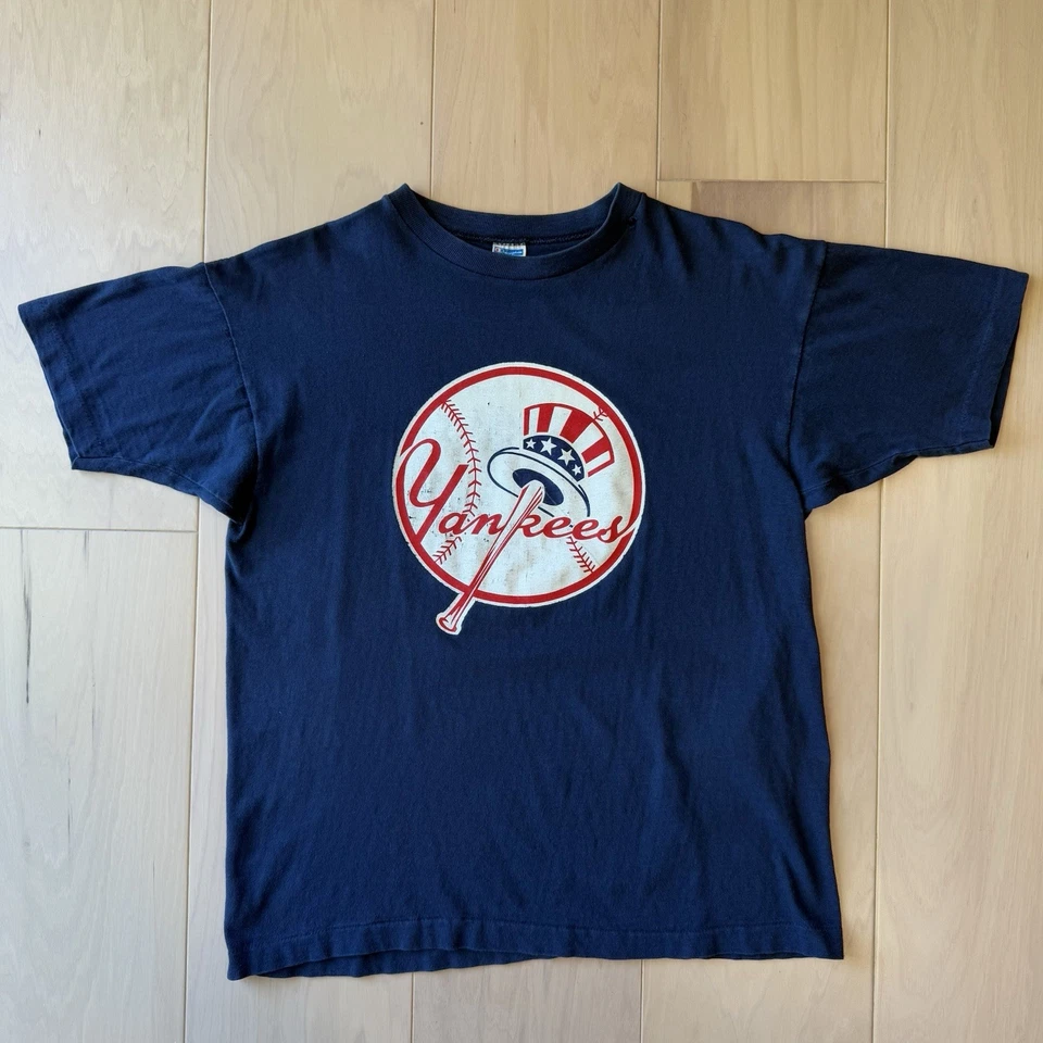 Vintage New York Yankees Shirt Large Navy 80s Champion Made in USA MLB Baseball - Image 2 of 4