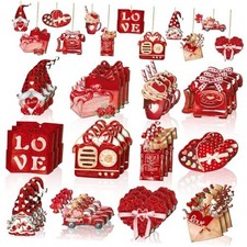 36 Pcs Valentine's Day Wood Ornaments Valentines Tree Decorations Valentines