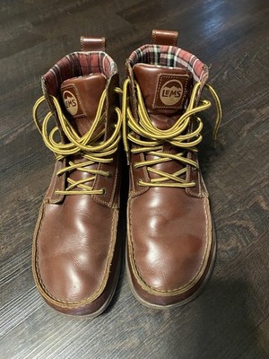 Lems Shoes Boulder Boot Leather Russet Brown Barefoot Zero Drop Size M 12.5-W 14