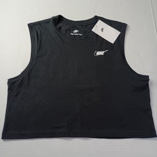 Women's The Nike Tee Sleeveless Tank Top Crop Top Black HF9531 Size XS XSmall