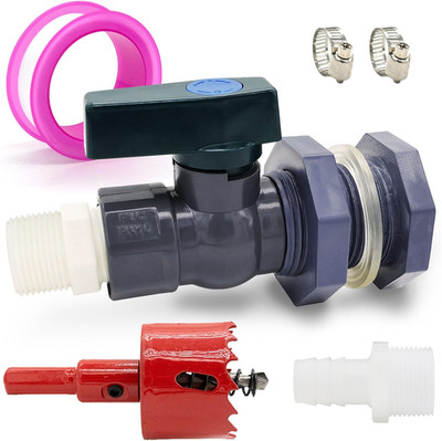 PVC Rain Barrel Diverter Kit Rain Barrel 3/4 Inch Spigot Kit with Bulkhead Fitti
