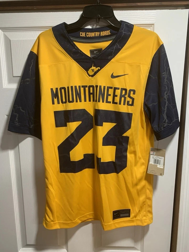 NCAA アメフトユニフォーム　NIKE Nike West Virginia Mountaineers NCAA Football Yellow Blue Jersey