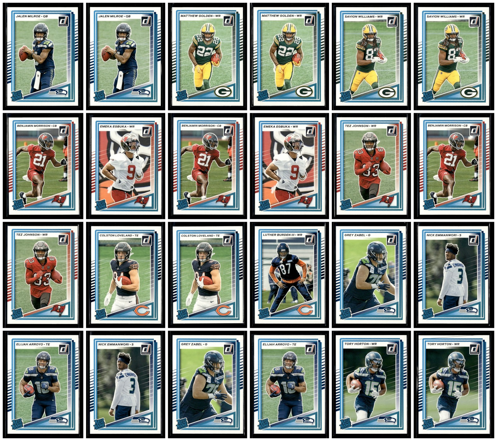 Jalen Milroe Tory Horton 2025 Panini Donruss Rated Rookie 24 Cards Lots [tig45