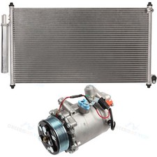 AC Condenser & A/C Compressor Cooling Kit for 13-15 Acura ILX 12-14 Honda Civic