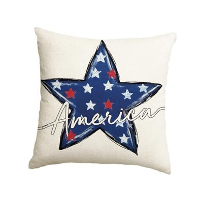 4th of July America Patriotic Stars Blue Throw Pillow Cover, 18 x 18 Inch 
