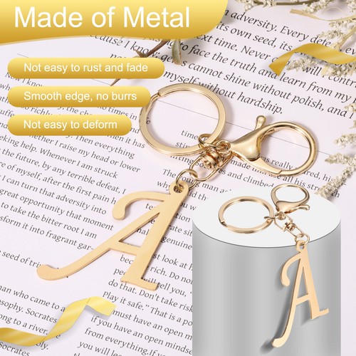 Gold Initial Letter Keychain, Stainless Steel A-Z Alphabet Keychains(Letter G) - Picture 4 of 7