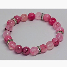 Armband rosa Edelstein-Perlen rund, 20 Steine...