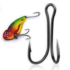 50~200Pcs Fishing Double Hooks Black Classic Frog Hooks High Carbon Steel Hooks