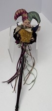 Wayne Kleski Katherine  s Collection Colorful Jester Doll Head on Stick, 14  