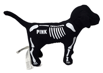 Victoria Secret PINK Skeleton Dog Plush Toy Stuff Animal Halloween Goth Mini Pup
