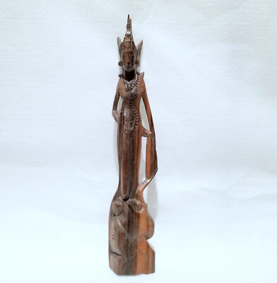 Vintage Bali crvd Ebony Teak wood Stunning 12'' Female Goddess