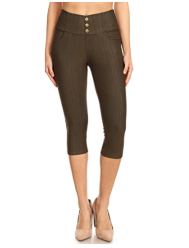 High Waist *Reg-Plus Size* Stretch Skinny Soft Denim Capri Length Jegging Pant - Picture 9 of 12