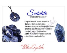 SODALITE Crystal Information Card, Double sided #HC70
