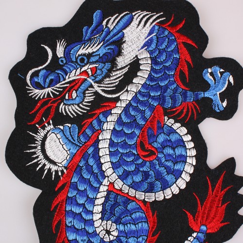 Blue Dragon Mythological Animal Embroidered Patch Iron On 4.7" x 5.9" 12 x 15Cm - Foto 2 di 3