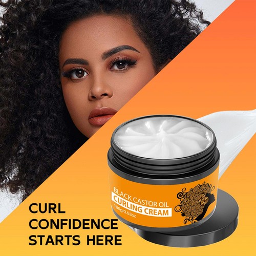 Moisturizing Black Castor Oil Curling Cream Frizz Control Hair Styling 3.53oz - Foto 11 di 12