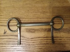 Used vintage half cheek mullen mouth bit 4 3/4 in nickel star steel silver