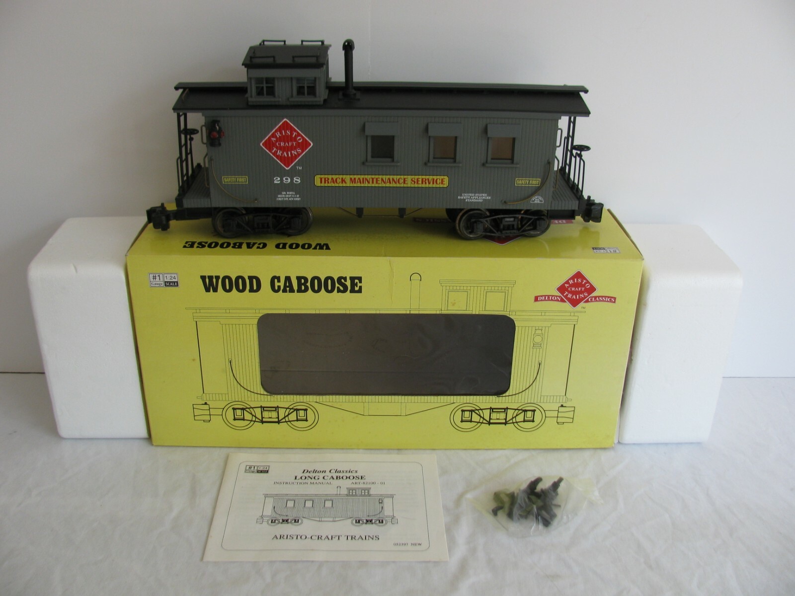 Aristo Craft Delton Lighted Track Maintenance Long Caboose 1998 Club Car #82198 Wysoko oceniane ★
