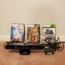 Xbox 360 Kinect Sensor Bar with AC Power Adapter Microsoft Black Tested