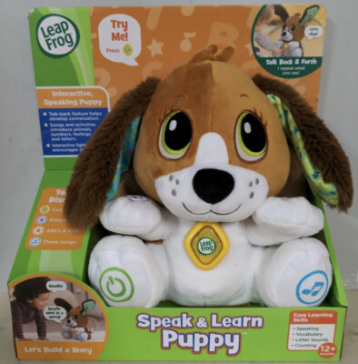 Leap Frog Plush Speak and Learn Puppy With Talk-Back Feature New