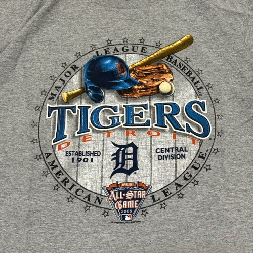VTG Detroit Tigers 2005 All-Star Game Shirt Men's Size Large Gray CSA Y2K 00s - Picture 3 of 8