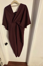 Women. "ASOS dar maroon short cape sleeve midi dress. Size 16