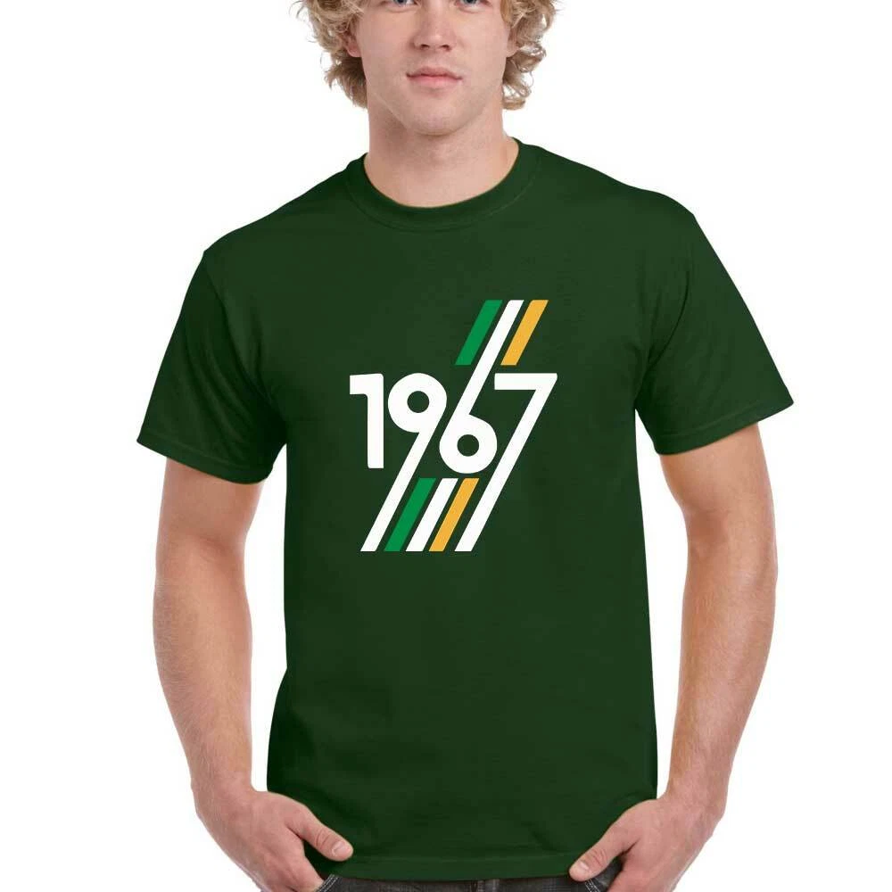 Lisbon Lions Retro 1967 Tri Colour (Army Khaki Green T-Shirt Glasgow  Celtic)