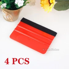 4PCS Red Felt Edge Car Vinyl Wrap Window Install Tool Scraper Sheet Squeegee AB