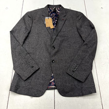 PJ Paul Jones Gray Long Sleeve Padded Shoulder Blazer Mens Size Medium NEW