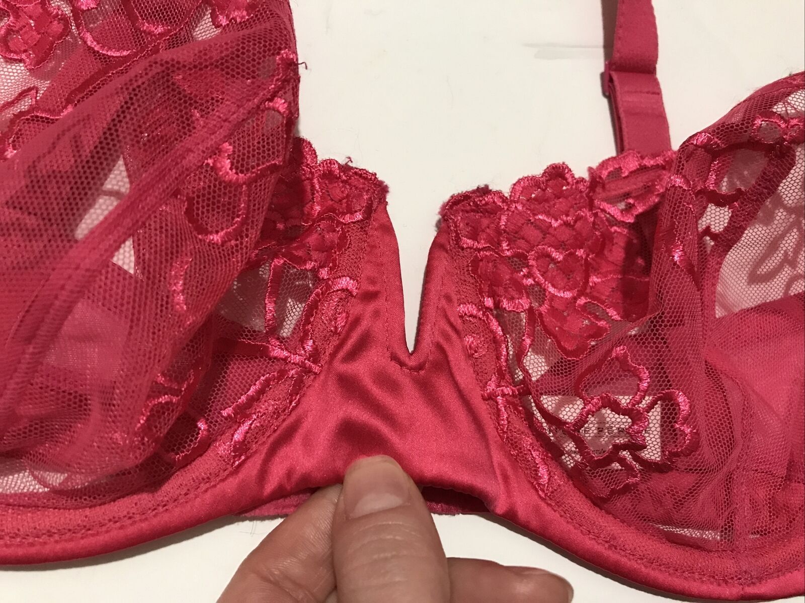 SIMONE PERELE 16T330 Olympe Satin / Lace Pink Bra Sheer 34E 34DD