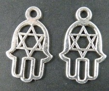 200pcs Tibetan Silver Hand Charms Pendants 21x13x1mm 12387