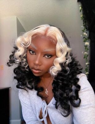blonde black root sexy bodywave lace front wig Ombre Highlight Honey Blonde With Dark Roots Body Wave Wear  main image 3