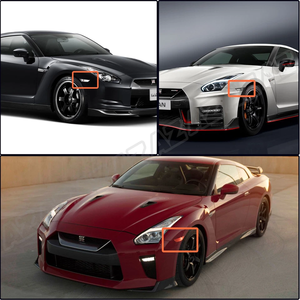 2X LED Side Marker Turn Signal Light Smoked For Nissan GT-R 2007-18 Amber White - Image 4 of 4