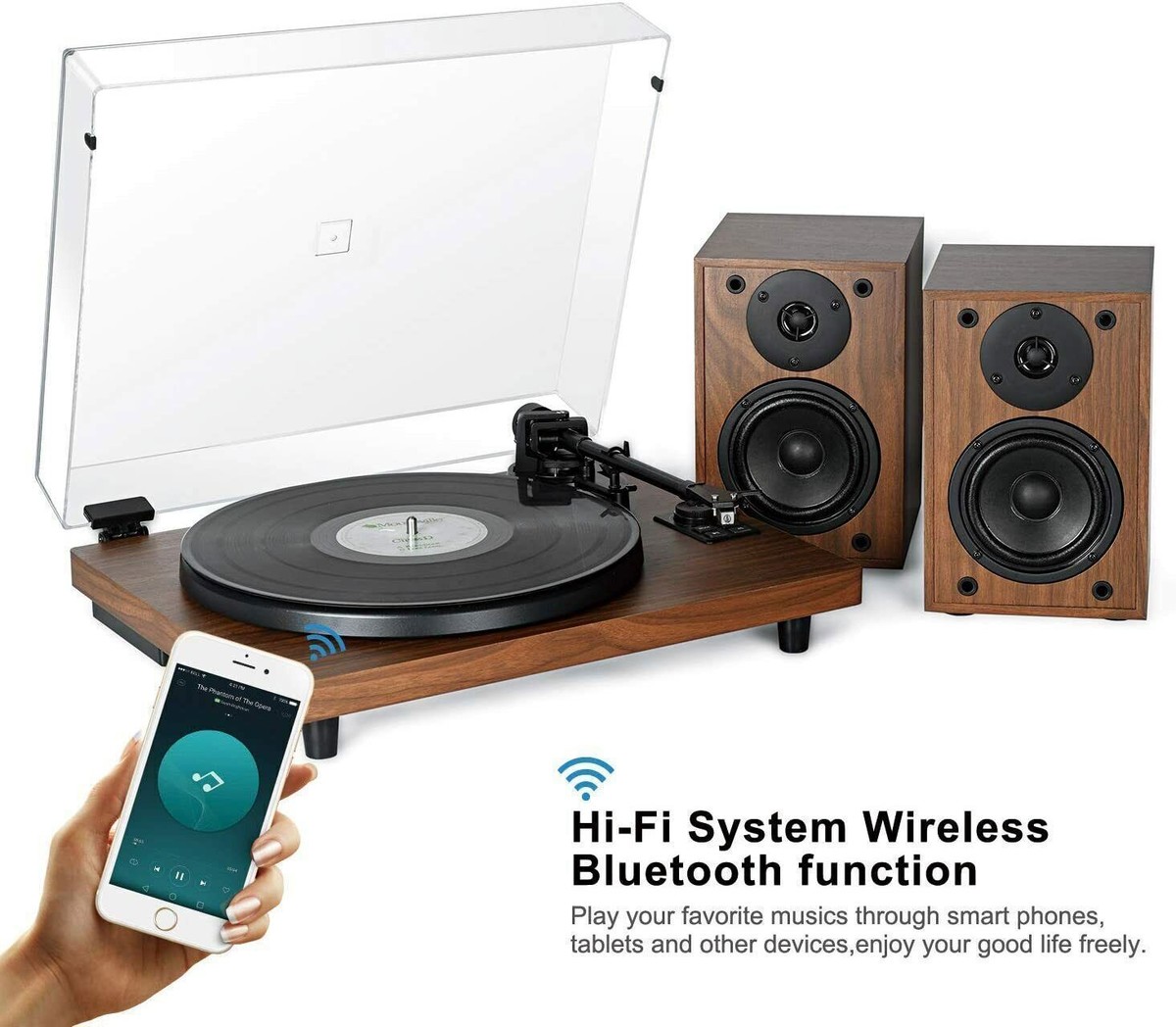 Hi Fi Best Bluetooth Turntable With Speakers PT-28 Hi Fi Turntable