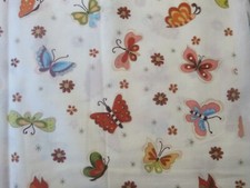 Multicolor Butterflies on Cream Cotton Fabric 44" Wide x 49" long