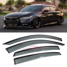 For 2018-2022 10th Honda Accord Black Trim Smoke Tinted Window Visor Rain Guard