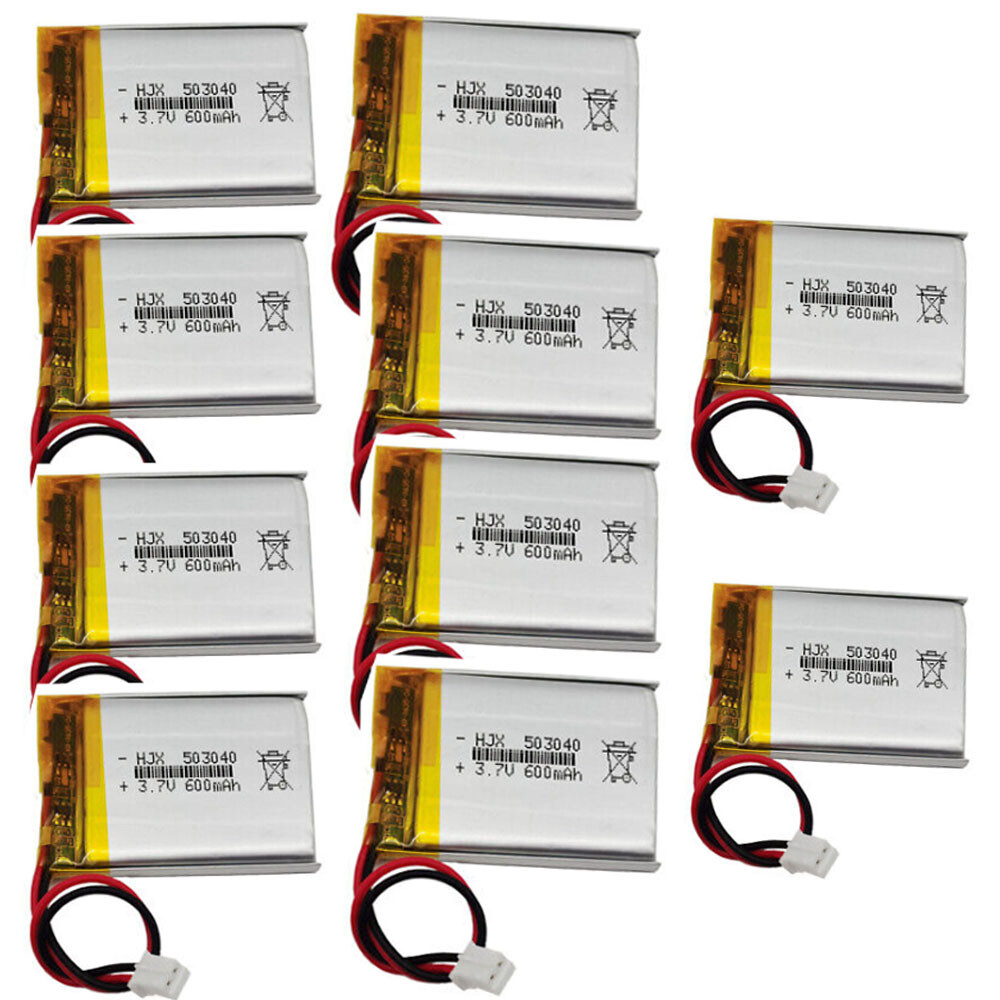 10PCS 503040 3.7V 600mAh Li-ion Polymer Rechargeable Battery