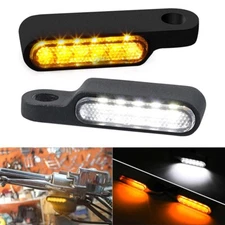 Mini Motorcycle Black LED Turn Signals Blinker Lights Amber For Harley Davidson