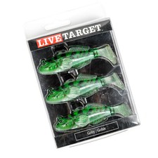 LIVE TARGET Goby GOB80PT Paddle Tail Rigged Soft Swimbait Lure 3.25" 3ct - GREEN