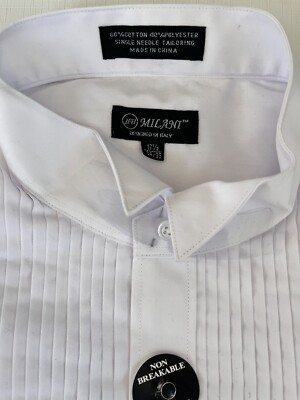 Milani Wing Tip Collar Pique Cotton Front White Formal Dress Shirt Made In Italy | eBay Milani Wing Tip Collar Pique Cotton Front White Formal Dress Shirt Made In Italy | eBay
