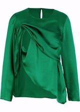 Umstands-Bluse Satin-Stillbluse Gr. 38 Waldgrün Langarm Tunika Shirt Hemd Neu*