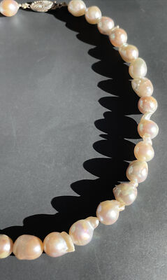 【VINTAGE HOLLYWOOD】Baroque Pearl Matte Necklace Vintage Baroque Pearl Necklace Full Strand - Etsy