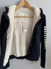 Abercrombie Kids Youth Girls Sherpa Lined Hooded Jacket Sweatshirt Navy XL NWT