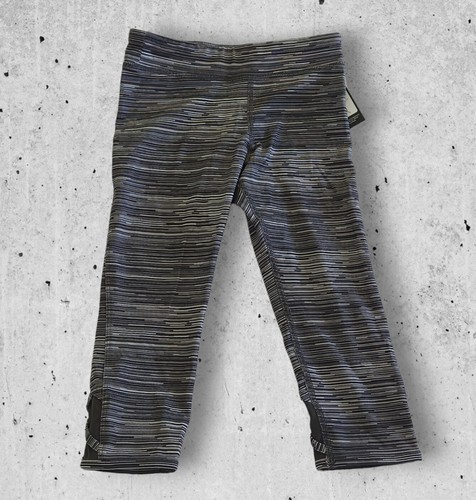 C9 Champion Girls Performance Black Grey Stripes Sport Capri Leggings Size S - Picture 2 of 12