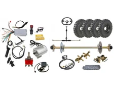 29" Rear Axle Kit 6" Wheels 48V 1800W Motor Front Steering Hub for Go Kart ATV